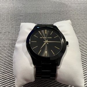 Michael Kors watch black slim runway - like new - battery needs replacement